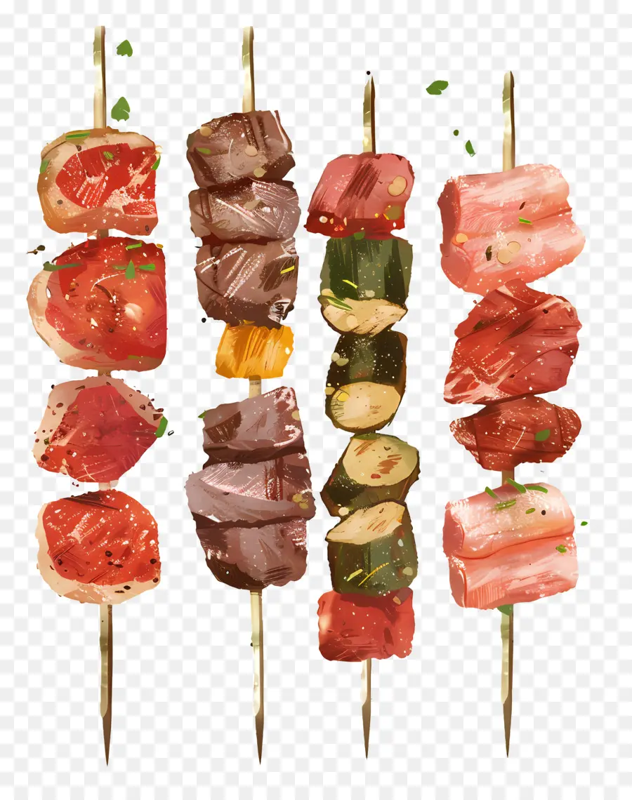 Brochettes De Viande，Brochettes Colorées PNG