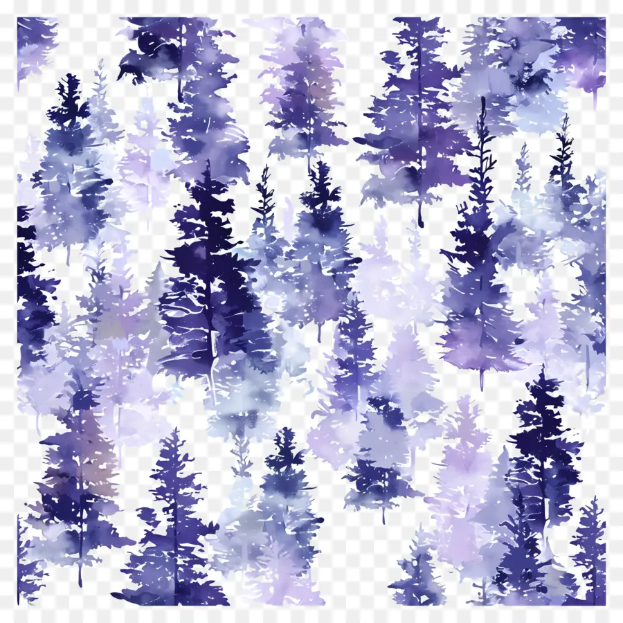 Modèle De Forêt，Arbres Violets PNG