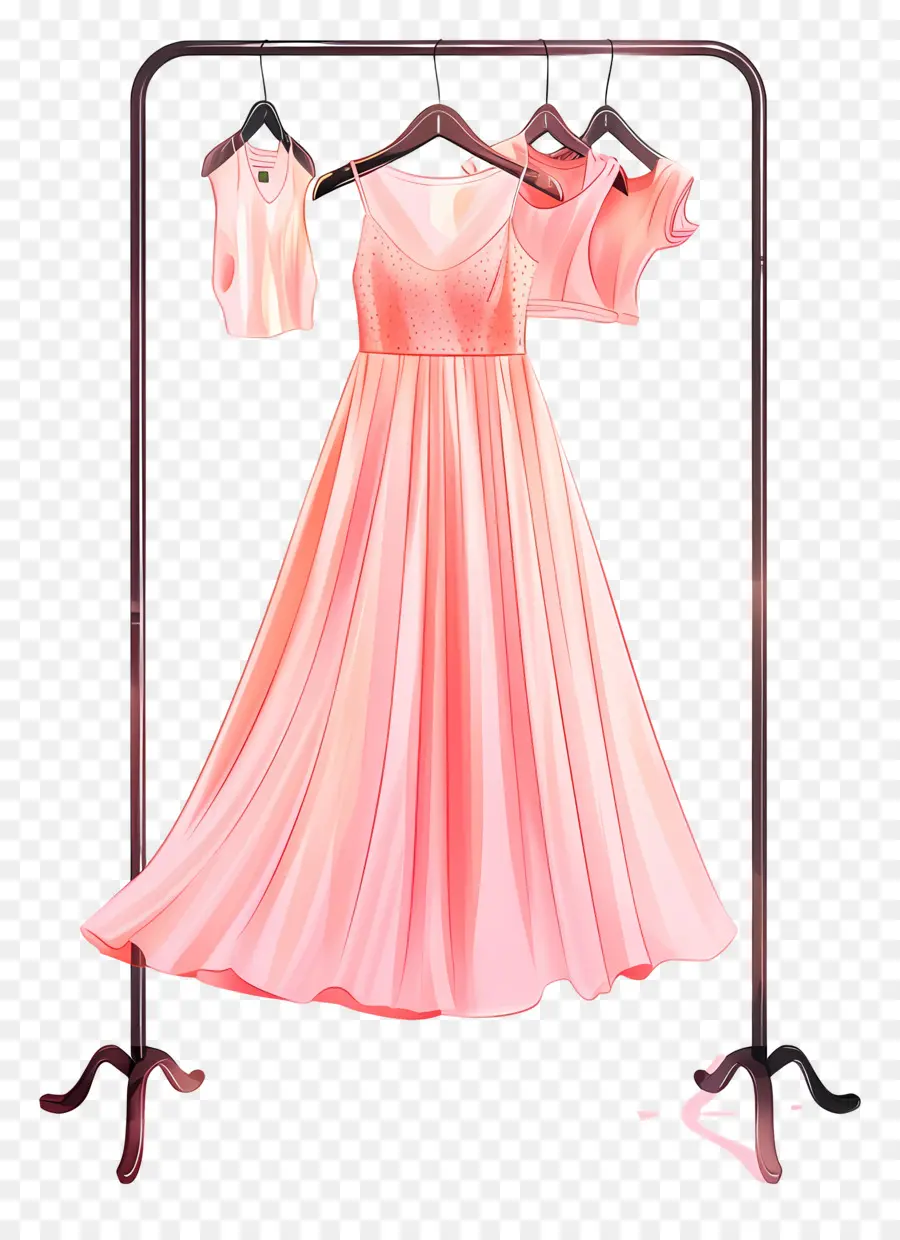 Portant à Vêtements Debout，Robe Rose PNG