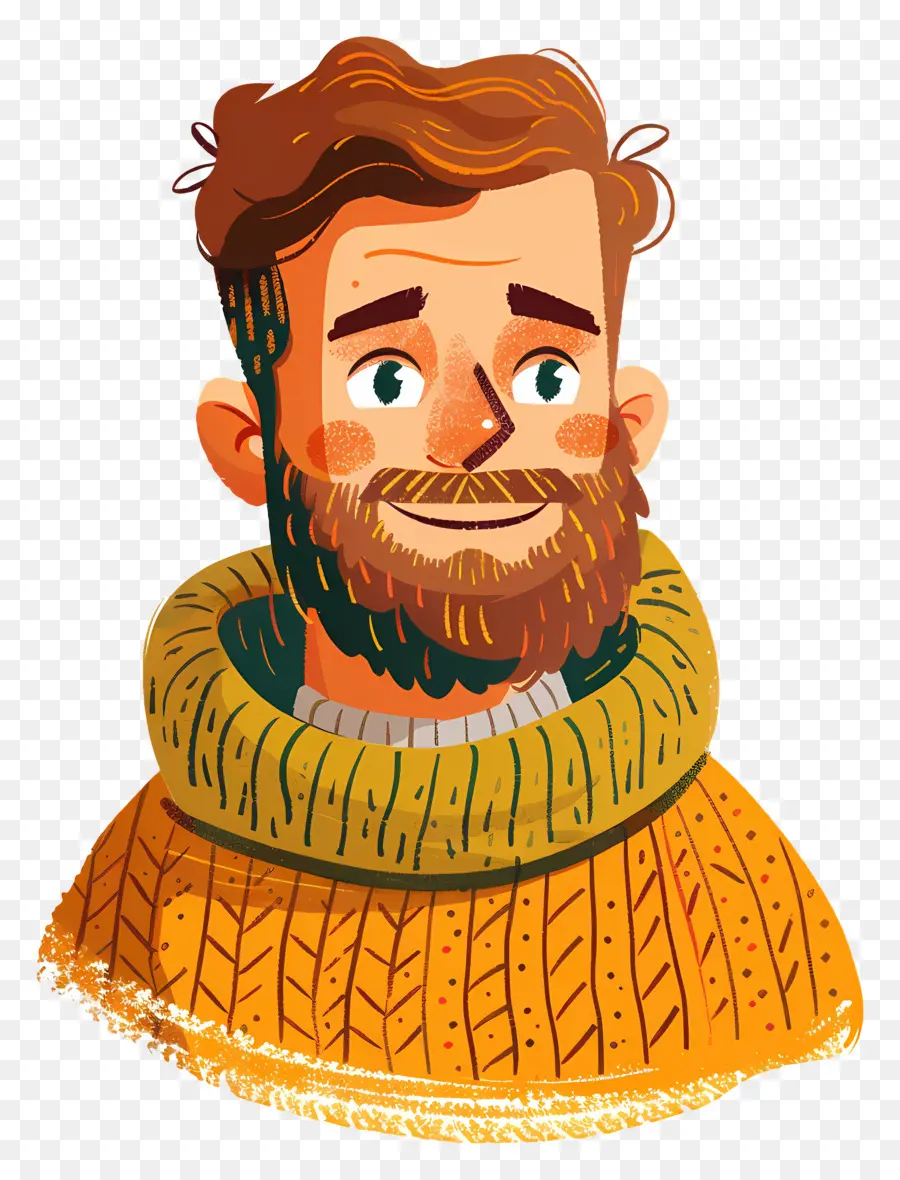 Tête D'homme Souriant，Barbu PNG