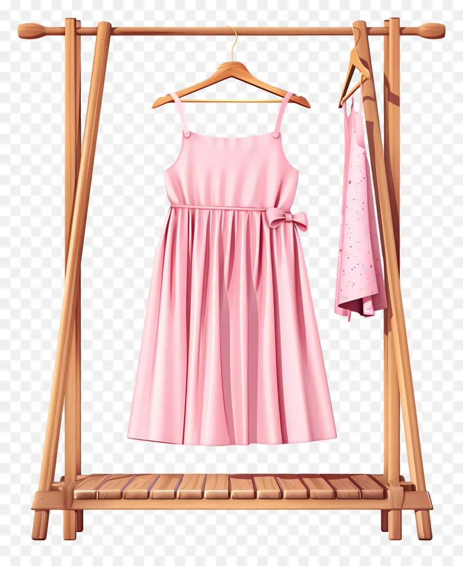 Portant à Vêtements Debout，Robe Rose PNG