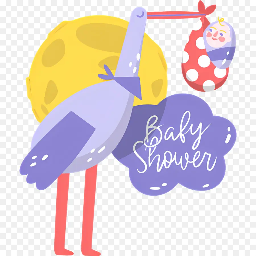 Douche De Bébé，Cigogne Avec Bébé PNG