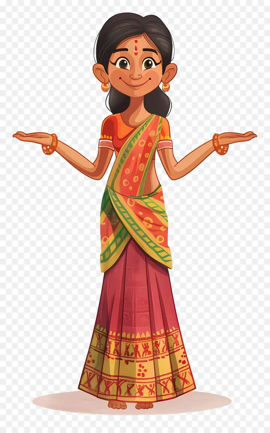 Femme Indienne，Fille De Dessin Animé PNG