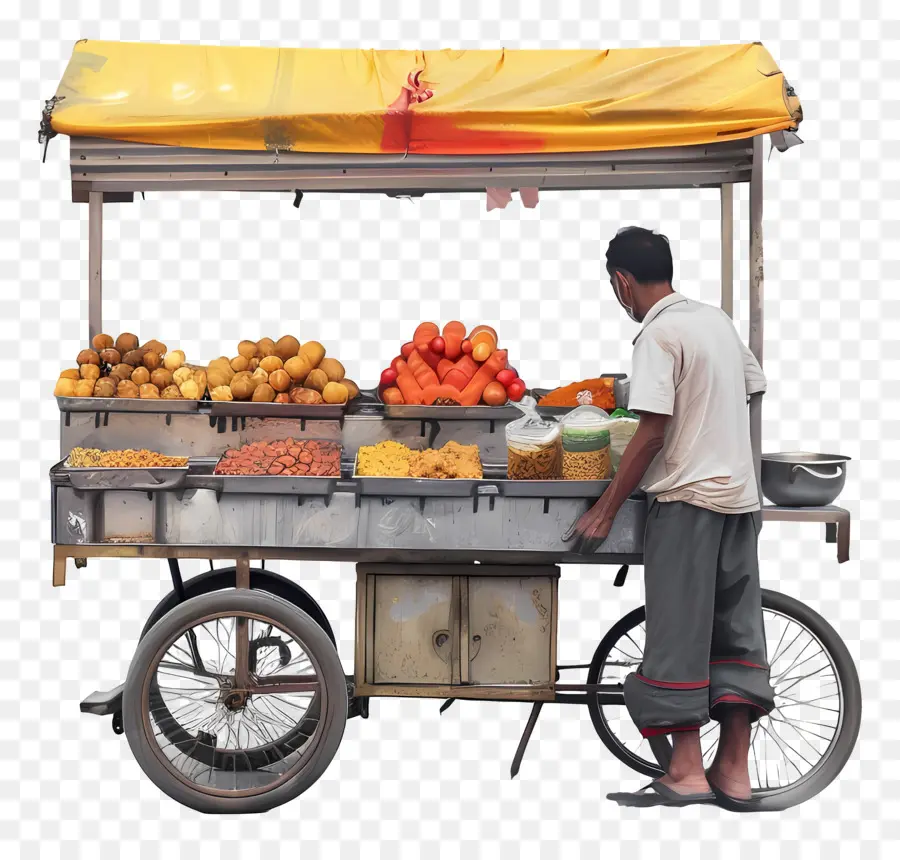 Cuisine De Rue，Chariot De Fruits PNG