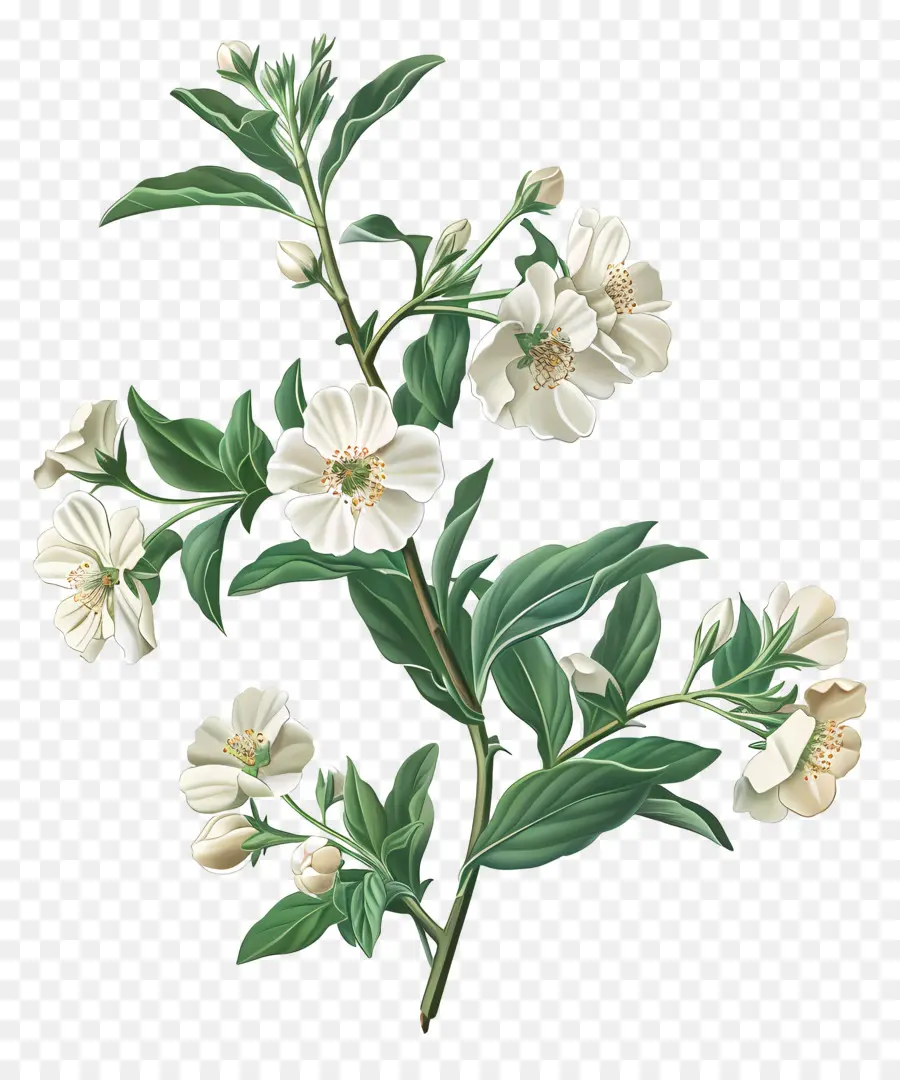 Fleurs Blanches，Feuilles PNG