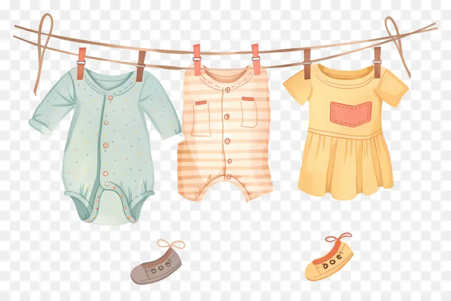 Vêtements Suspendus，Vêtements Pour Bébé PNG