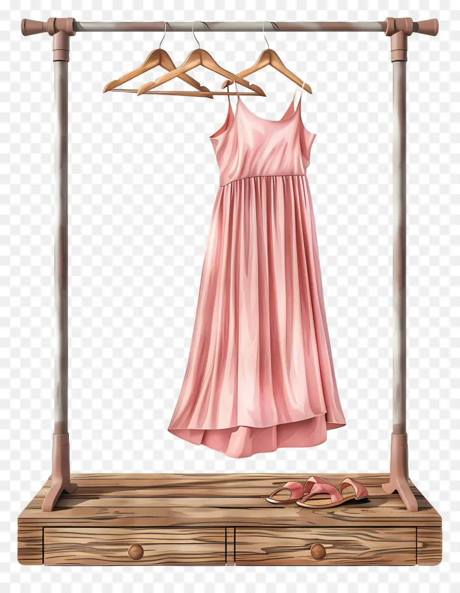 Portant à Vêtements Debout，Robe Rose PNG