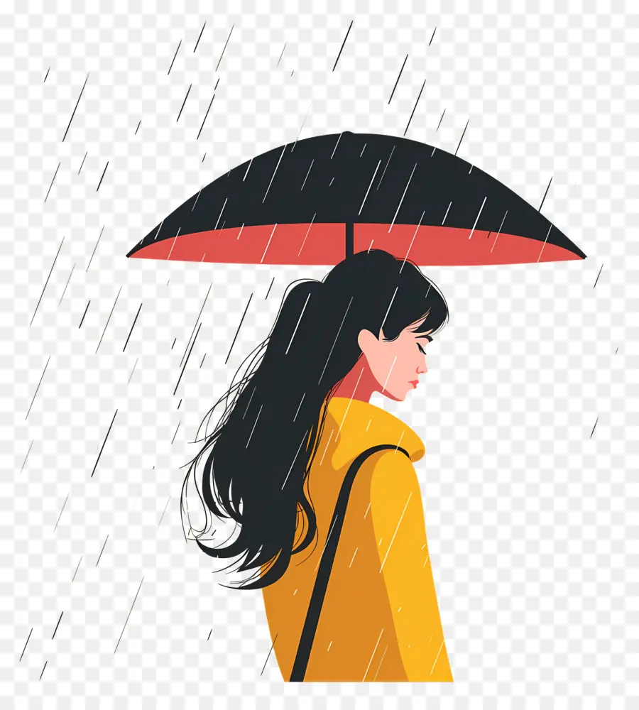 Femme Sous La Pluie，Femme Avec Parapluie PNG