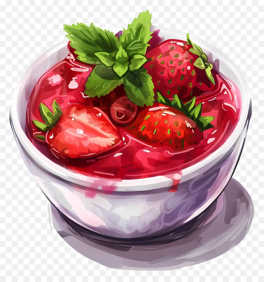 Pouding Aux Fraises，Bol De Dessert Aux Fraises PNG