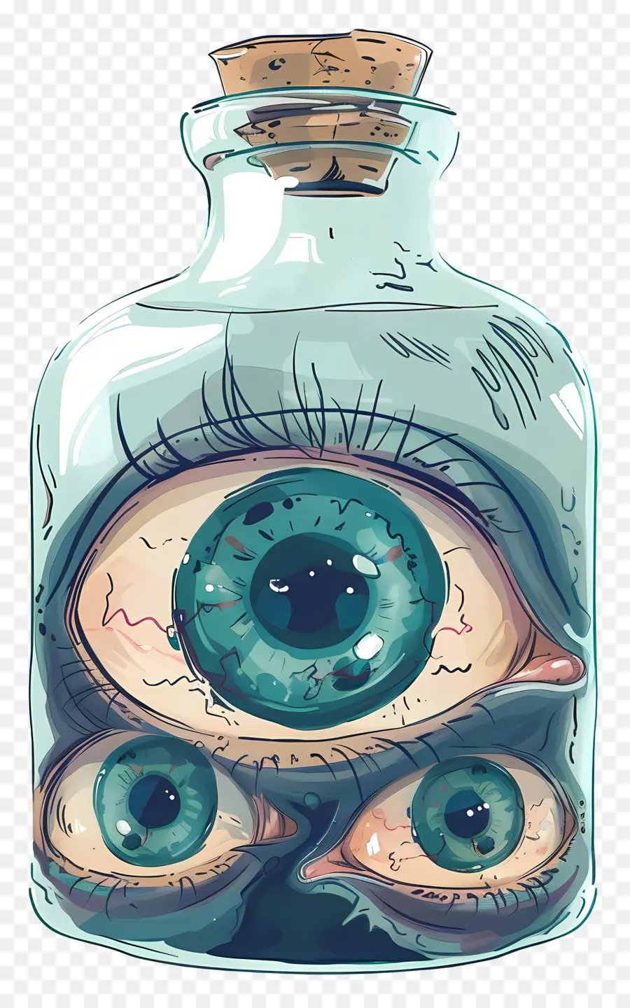 Yeux Dans Une Bouteille En Verre，Des Yeux Dans Un Pot PNG