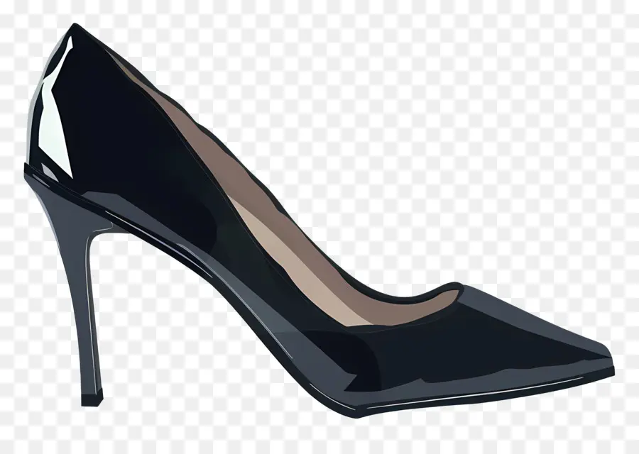 Chaussure à Talons Noire，Talon Haut Bleu PNG