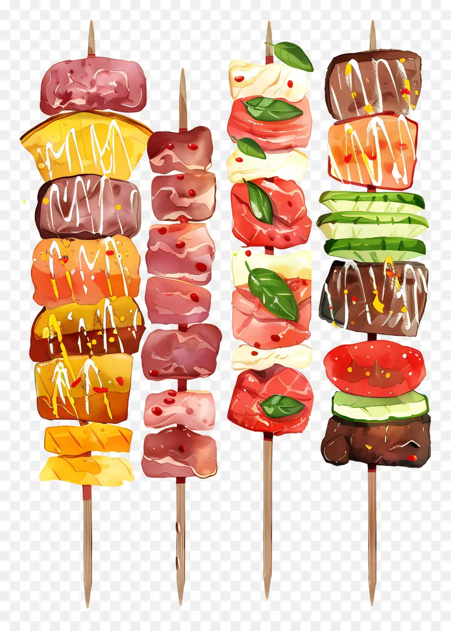 Brochettes De Viande，Brochettes Colorées PNG