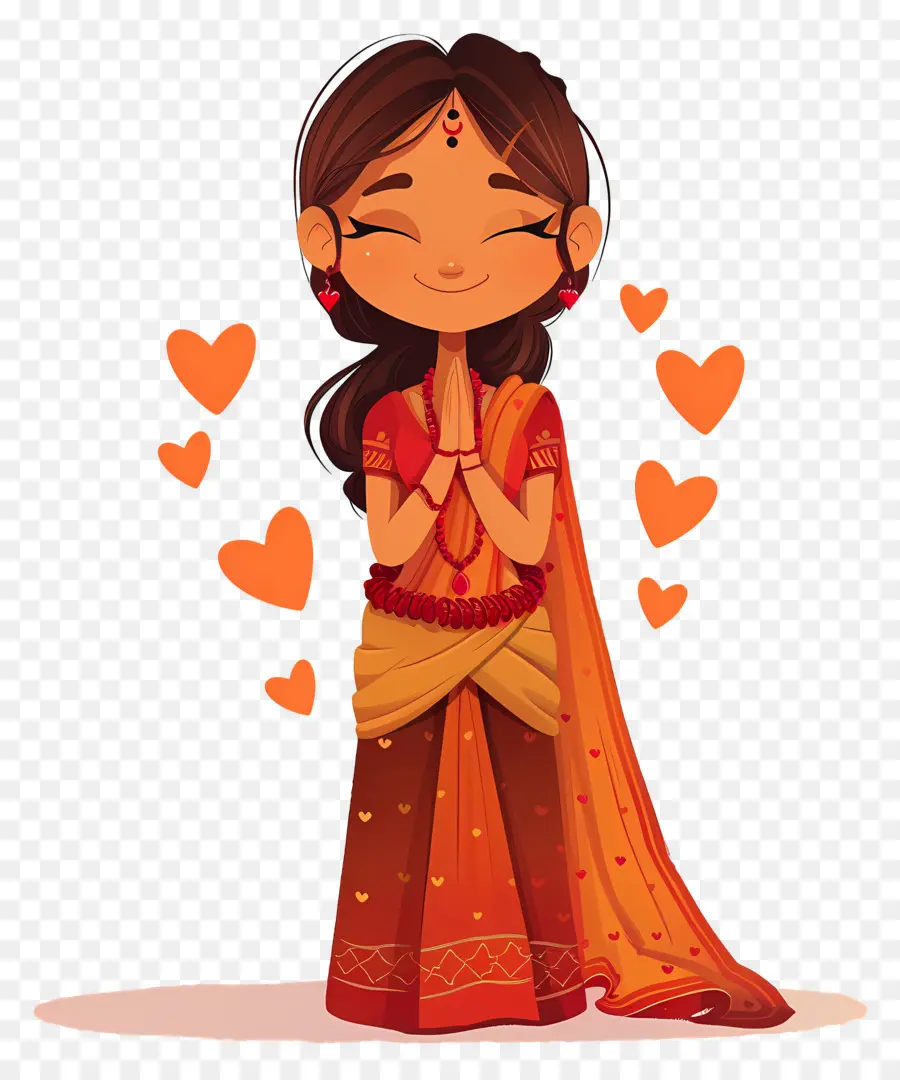 Femme Indienne，Fille En Tenue Traditionnelle PNG