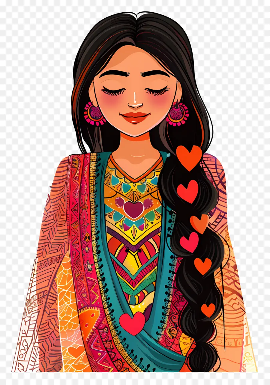 Femme Indienne Punjabi，Femme Colorée En Tenue Traditionnelle PNG