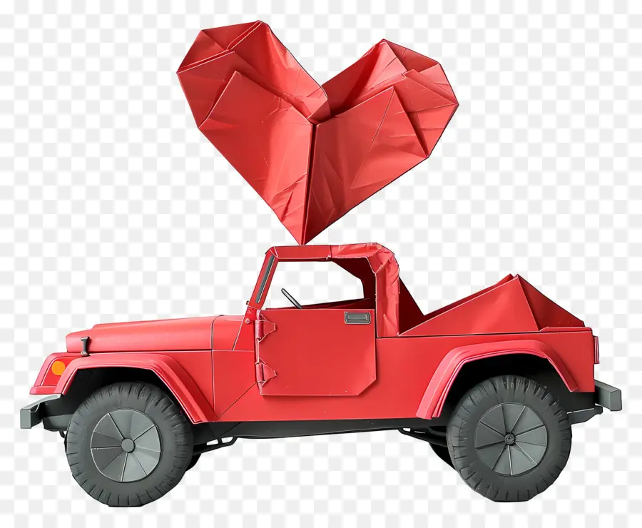 Jeep，Voiture Rouge Avec Coeur PNG