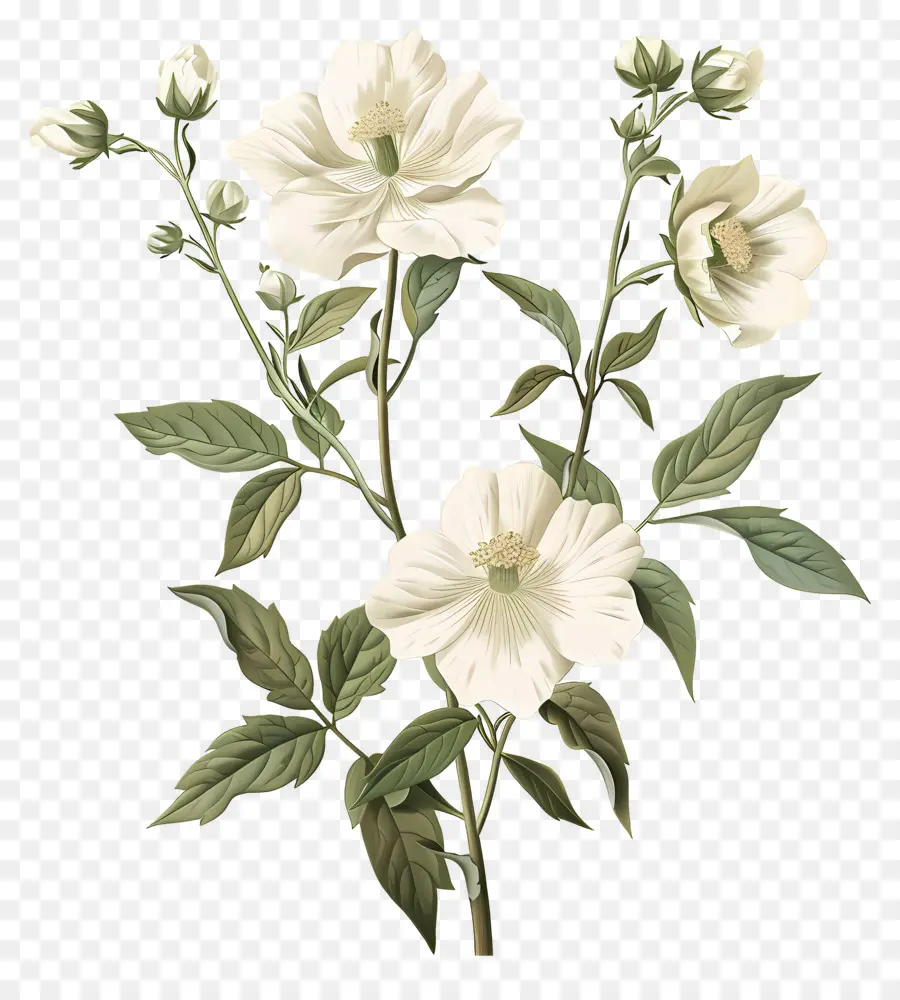 Fleurs Blanches，Botanique PNG