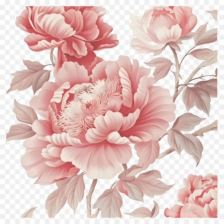 Pivoine Rose，Fleurs Roses PNG