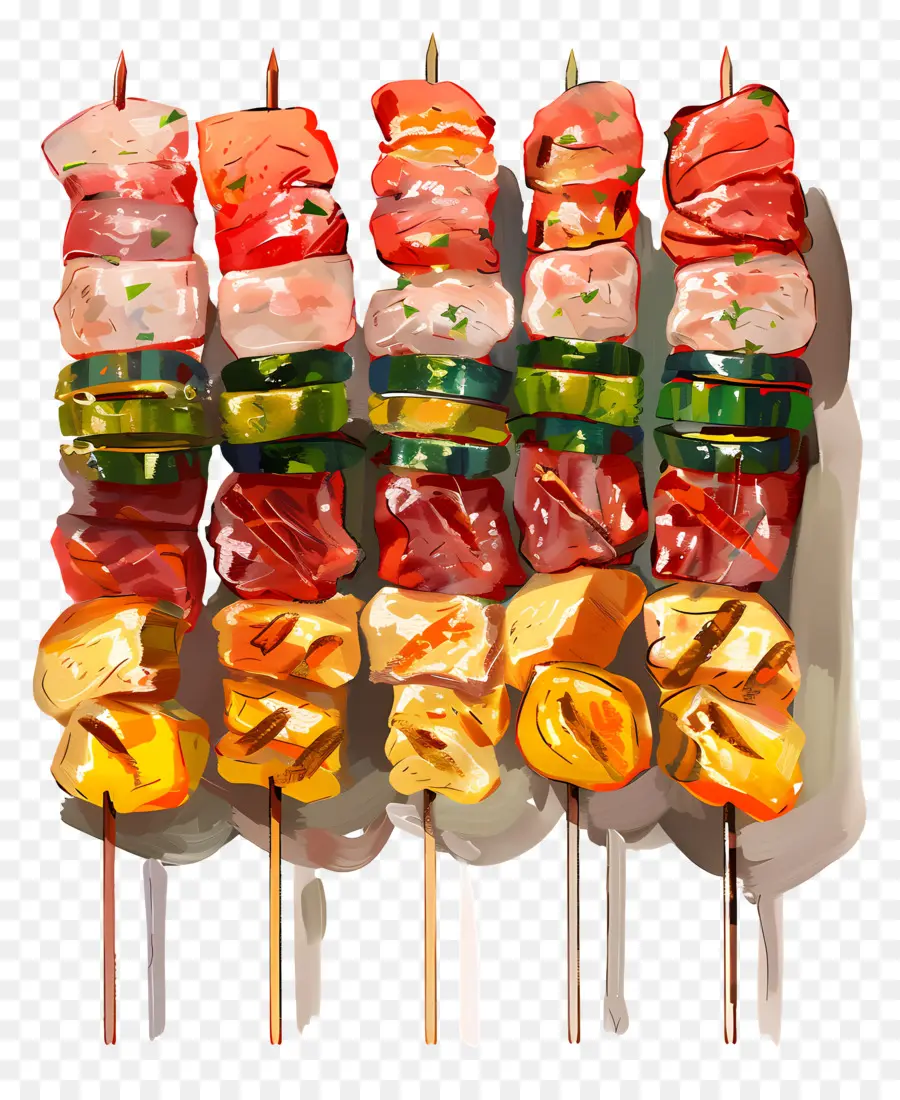 Brochettes De Viande，Brochettes Colorées PNG