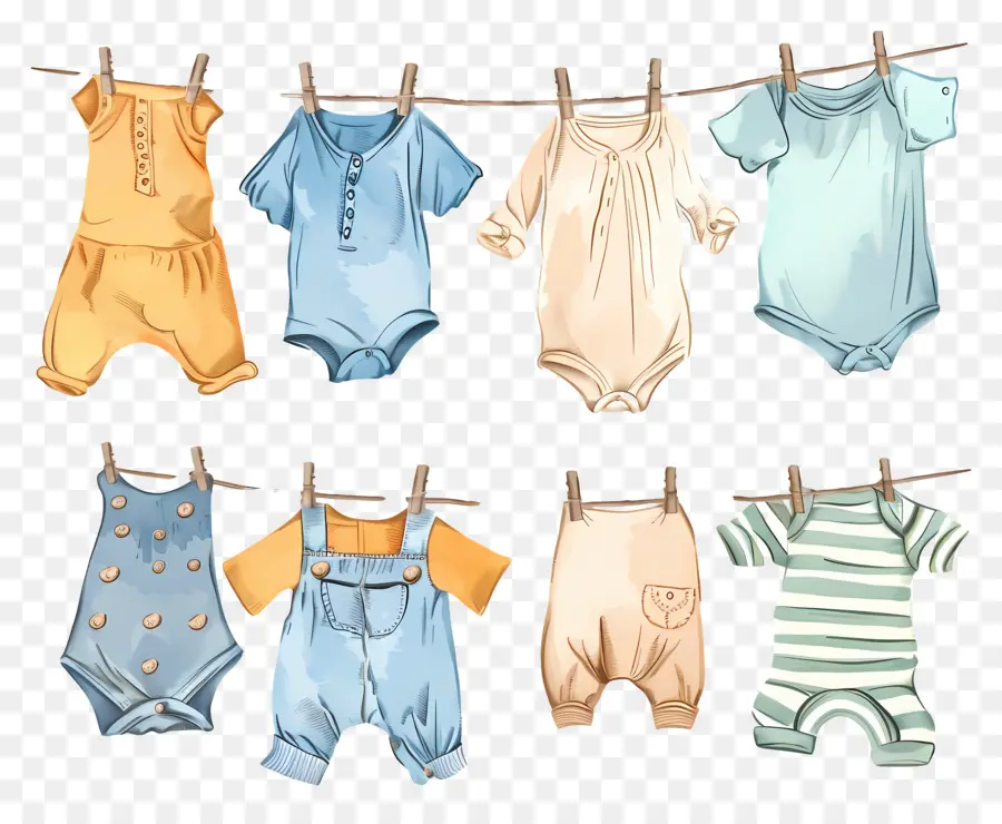 Vêtements Suspendus，Vêtements Pour Bébé PNG