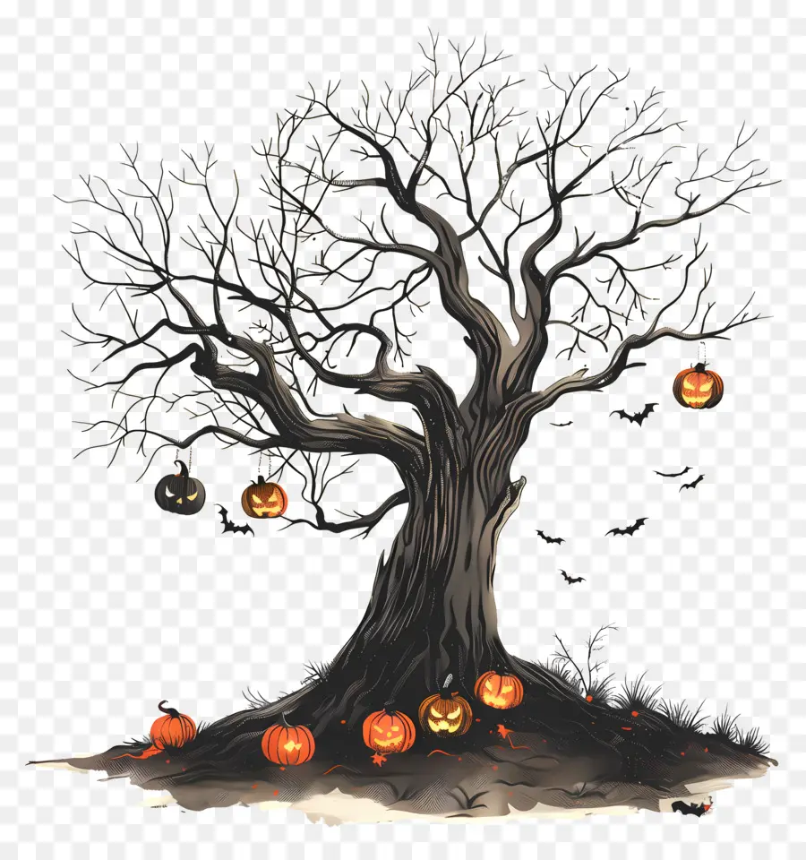 Arbre Hanté，Arbre D'halloween PNG