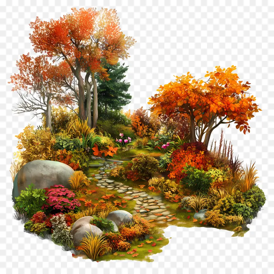 Jardin D'automne，Arbres D'automne PNG