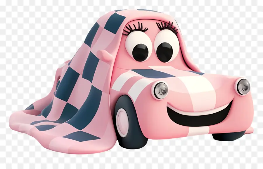 Couverture à Carreaux，Voiture Rose PNG