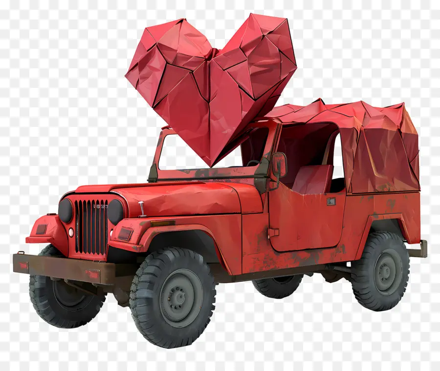 Jeep，Camion Rouge Avec Coeur PNG