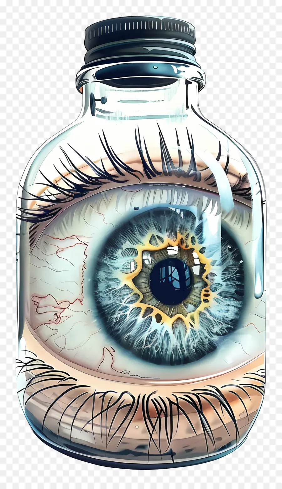 Yeux Dans Une Bouteille En Verre，L'oeil Dans Un Pot PNG