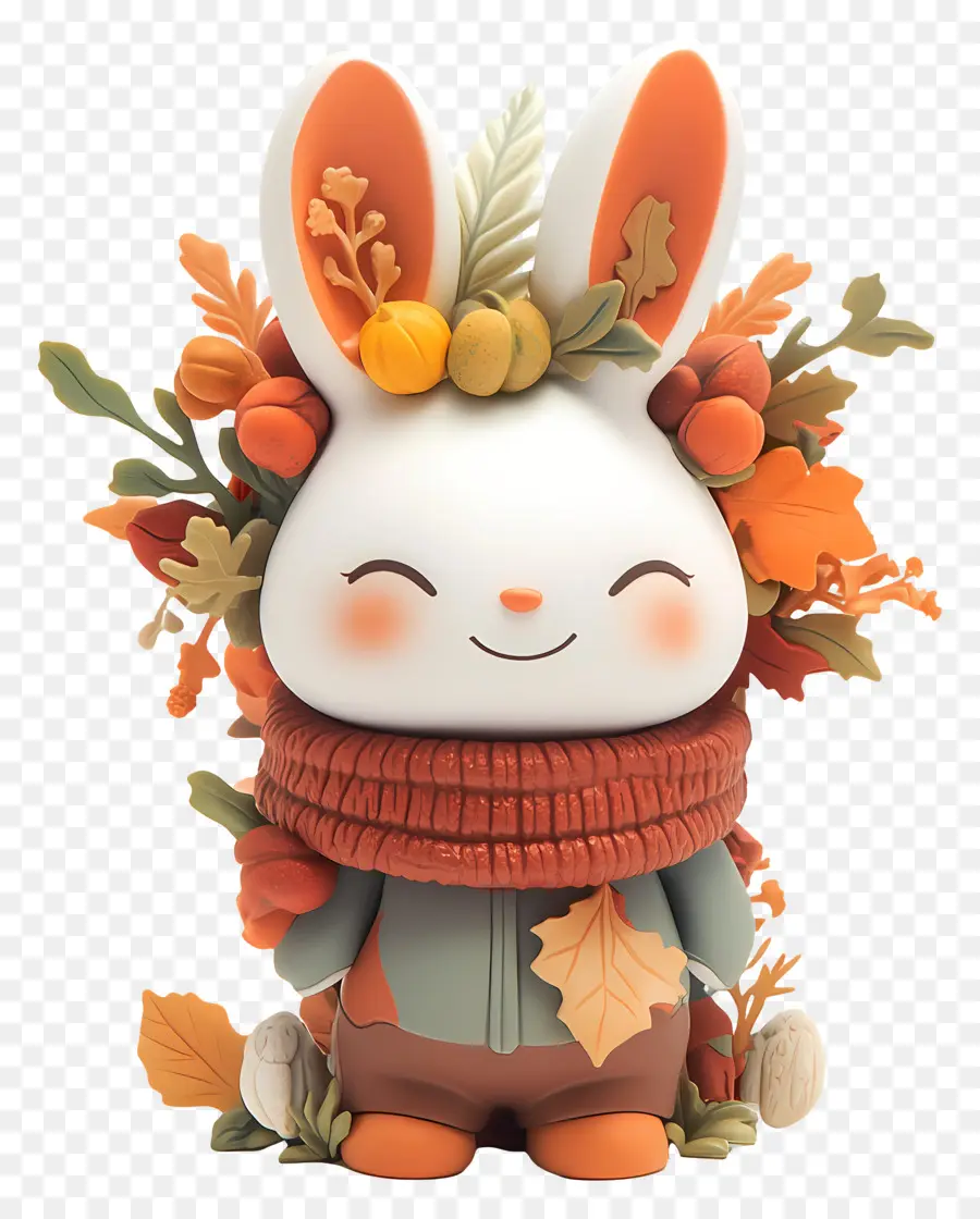 Guirlande D'automne，Lapin Mignon PNG