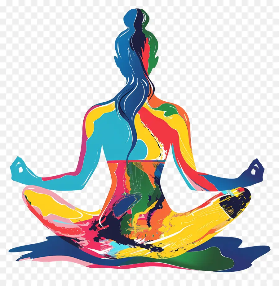 Femme Faisant Du Yoga，Pose De Yoga Colorée PNG