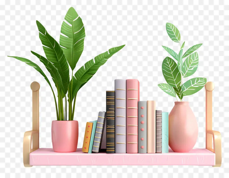 Meubles D'étagère，Bibliothèque Avec Plantes PNG