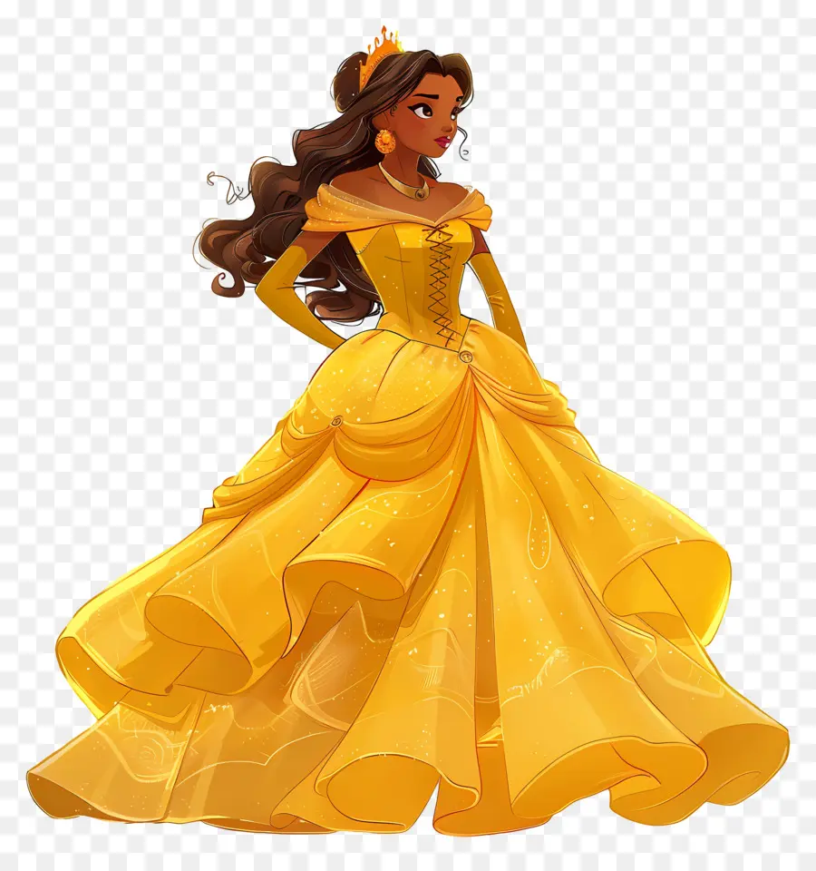 Belle Princesse，Princesse En Robe Jaune PNG