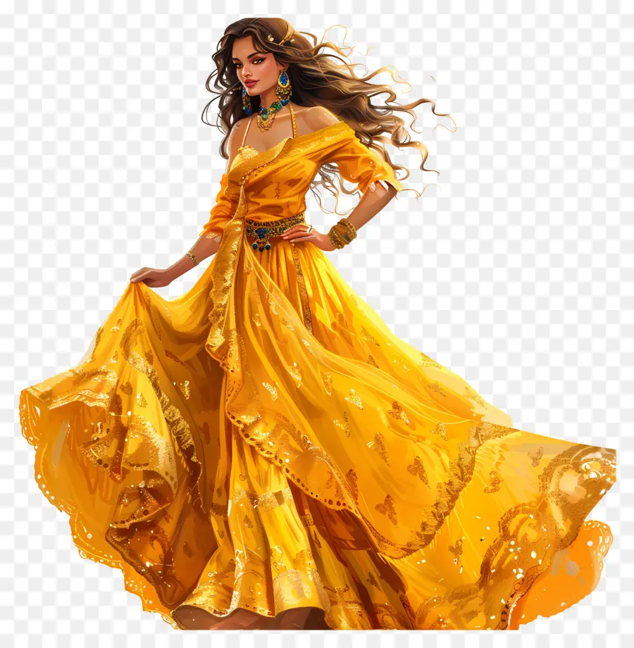 Belle Princesse，Robe Jaune PNG