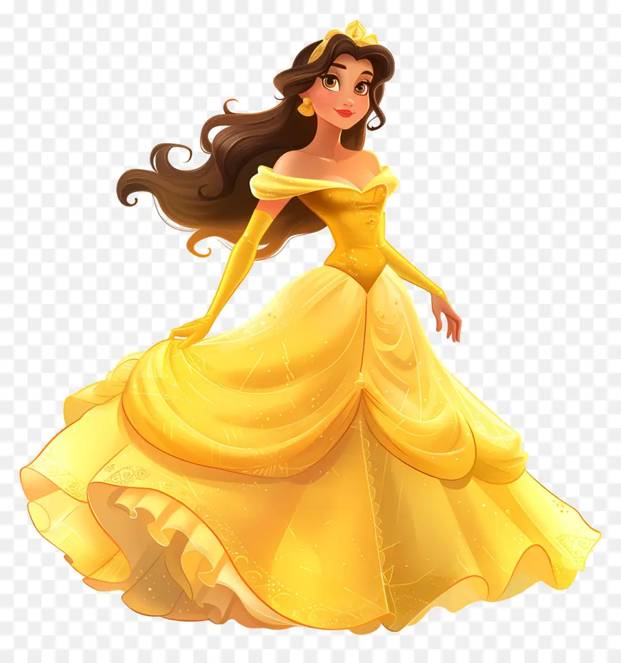 Belle Princesse，Princesse En Robe Jaune PNG