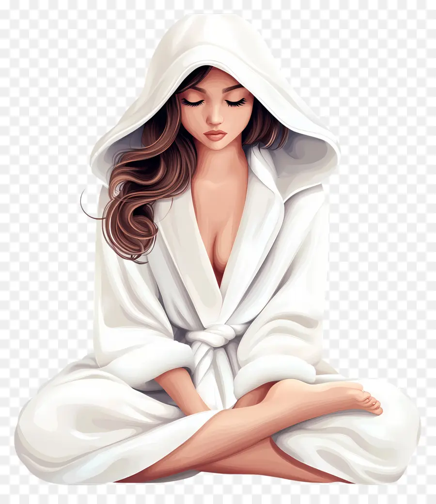 Peignoir De Bain，Femme En Robe Blanche PNG