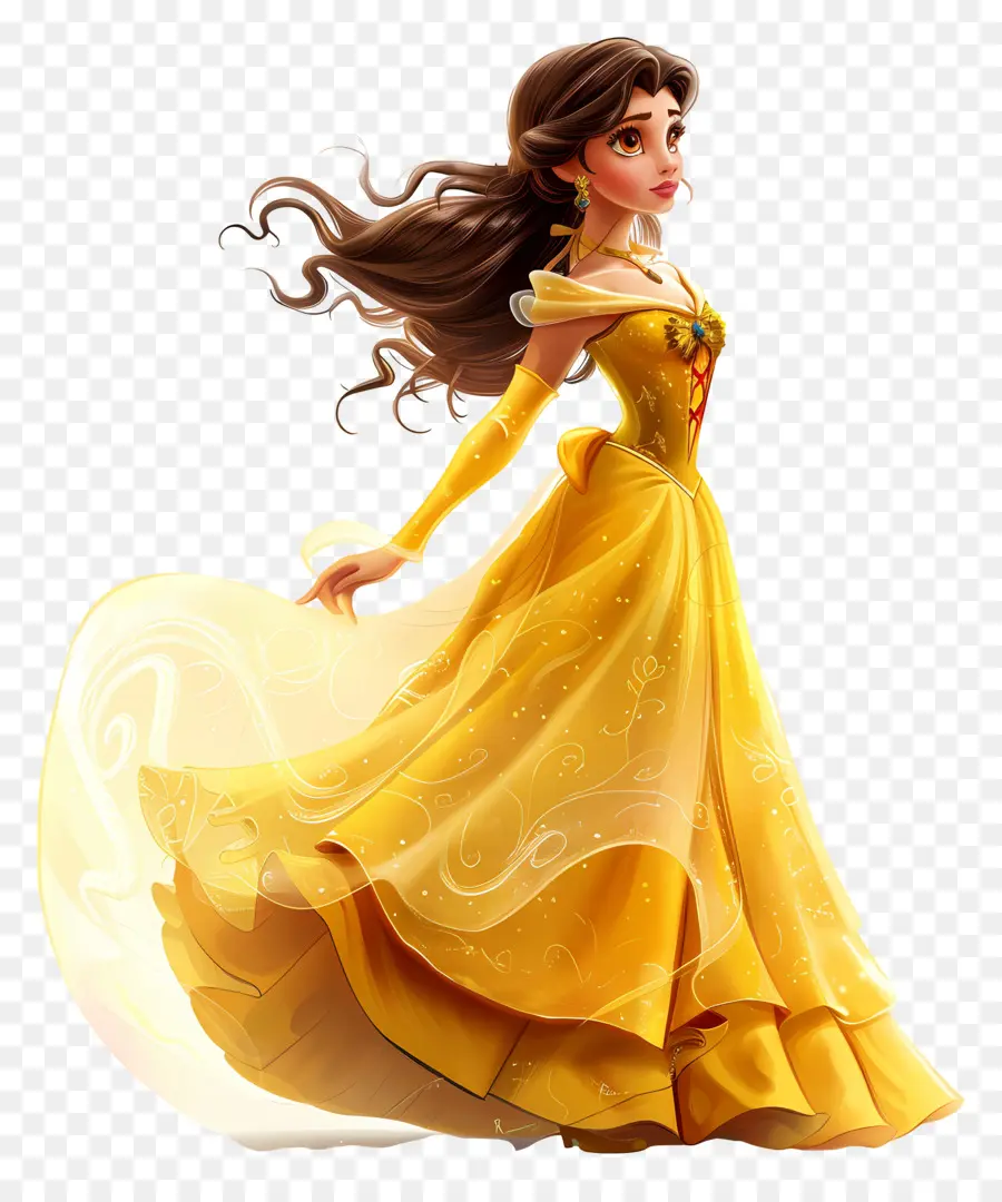 Belle Princesse，Princesse En Robe Jaune PNG