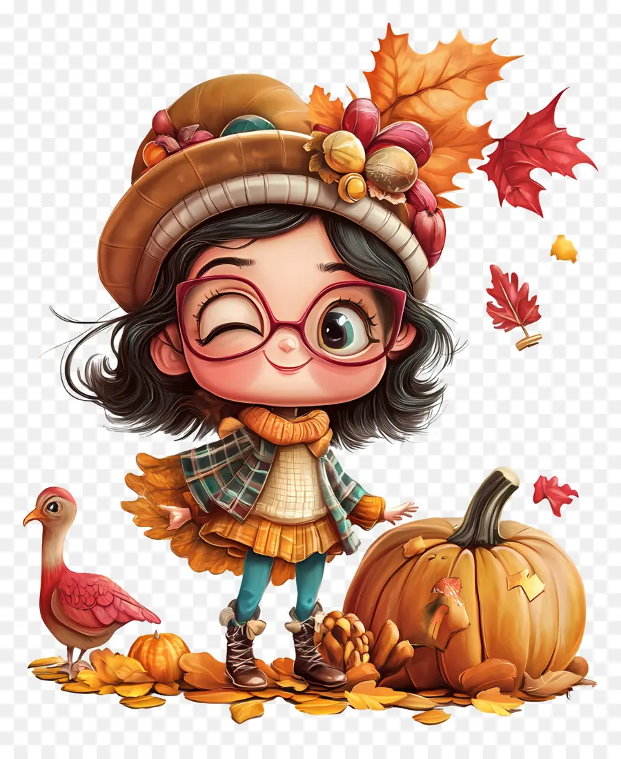 Joyeux Thanksgiving，Jolie Fille PNG