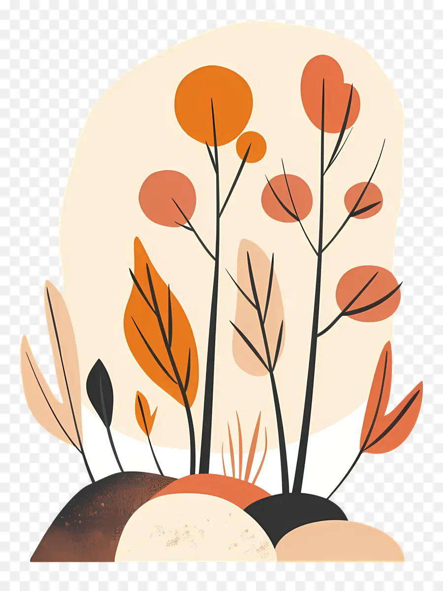 Automne，Arbres Et Fleurs PNG