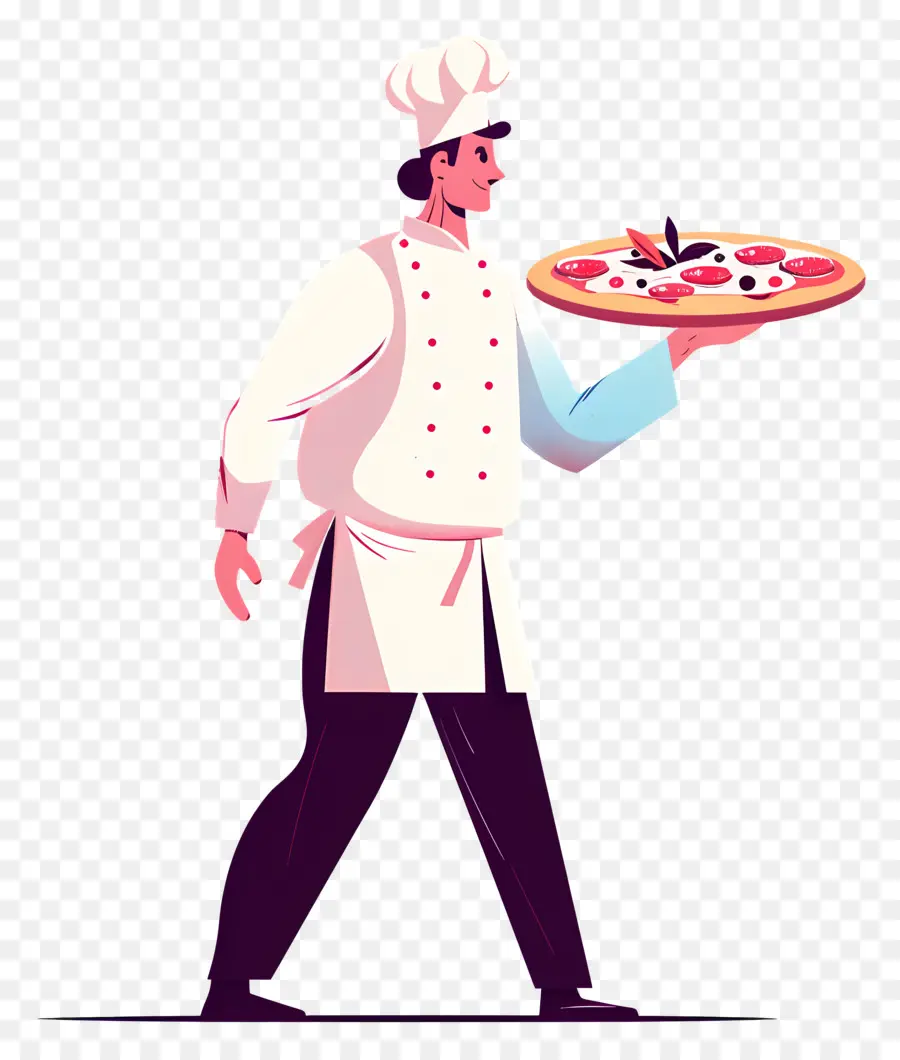 Chef Transportant Une Pizza，Chef Tenant Une Pizza PNG