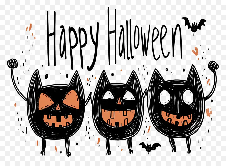 Joyeux Halloween，Chats D'halloween PNG