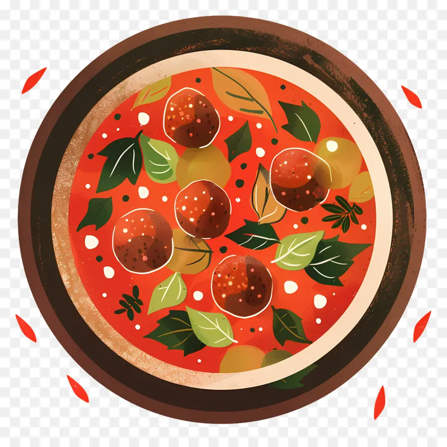 Soupe Aux Boulettes De Viande，Pizza PNG