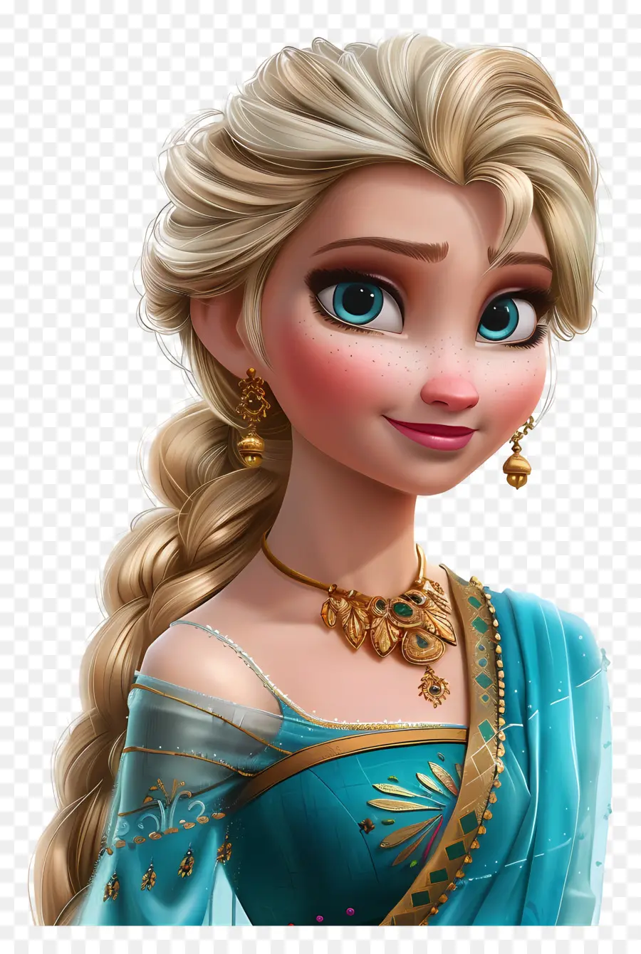 Princesse Elsa Congelée，Personnage De Tresse Blonde PNG