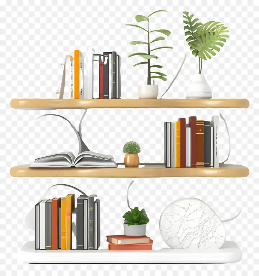 Meubles D'étagère，Bibliothèque Avec Plantes PNG