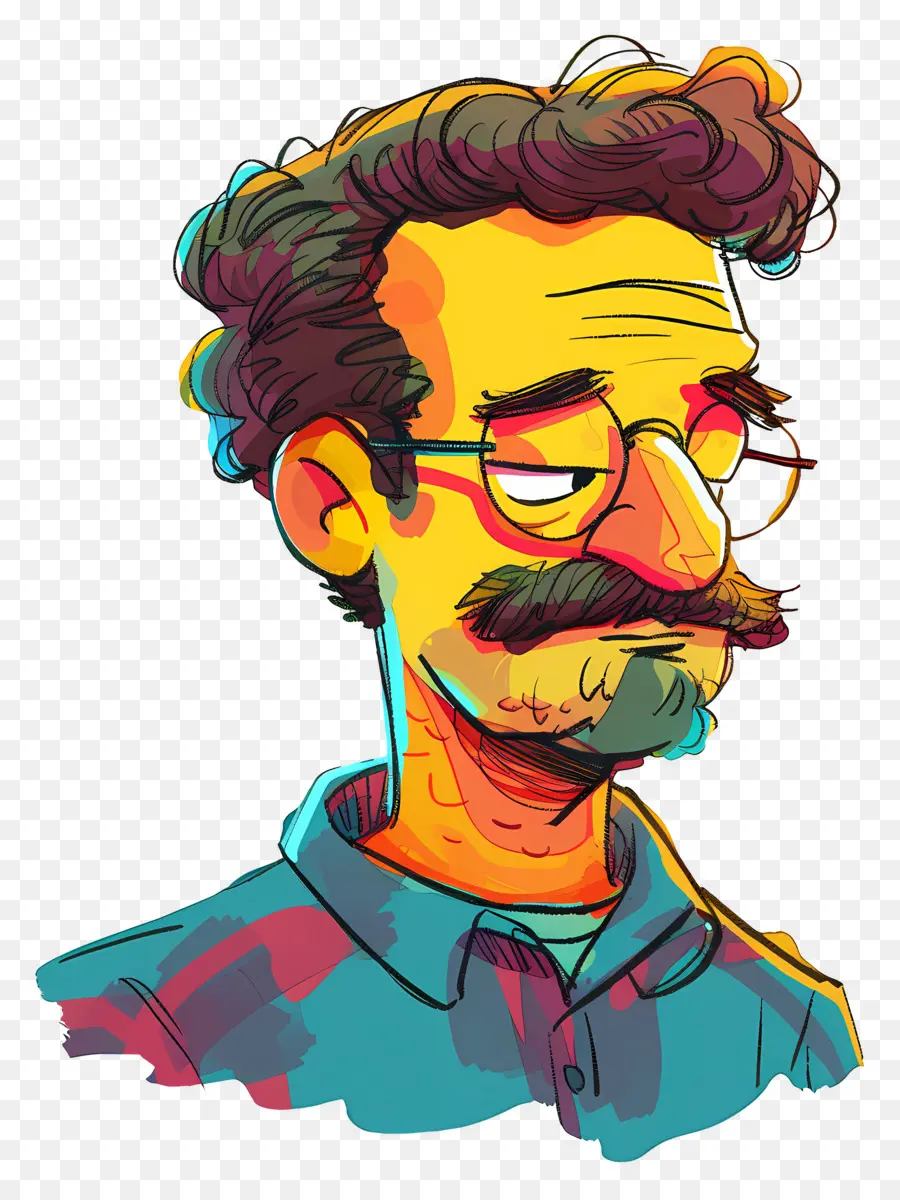 Ned Flandre，Portrait D'homme Coloré PNG