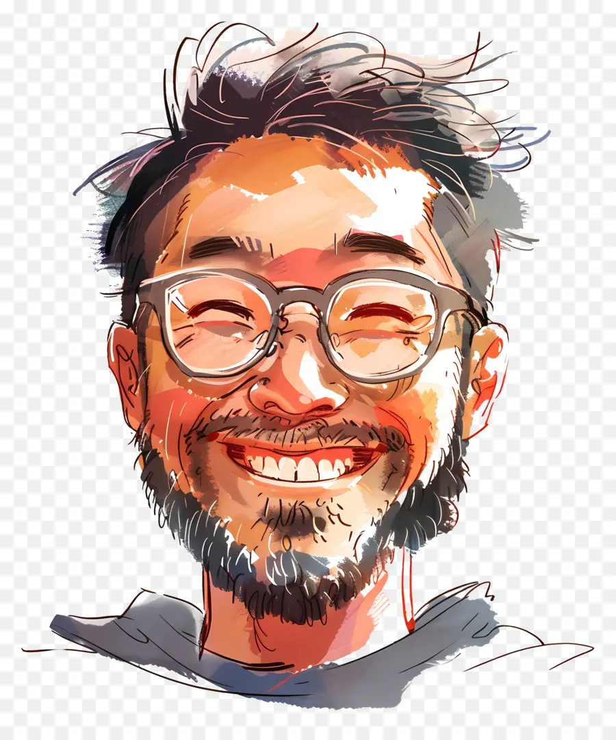 Tête D'homme Souriant，Homme Souriant Avec Des Lunettes PNG