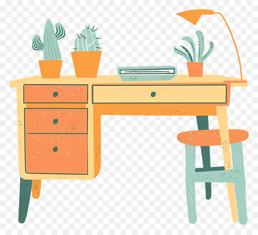 Bureau，Bureau Avec Des Plantes PNG