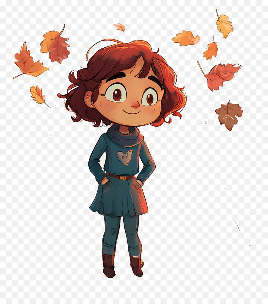 Joyeux Thanksgiving，Fille Avec Des Feuilles PNG