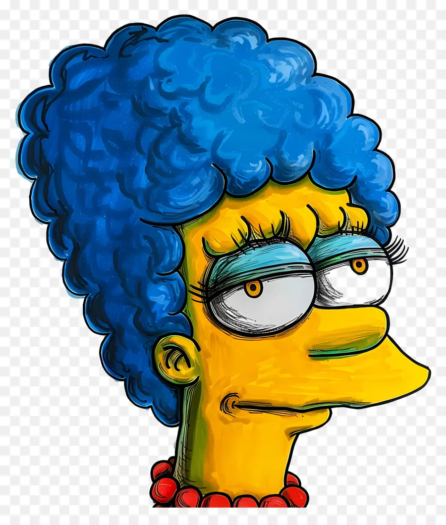 Marge Simpson，Personnage De Dessin Animé Aux Cheveux Bleus PNG