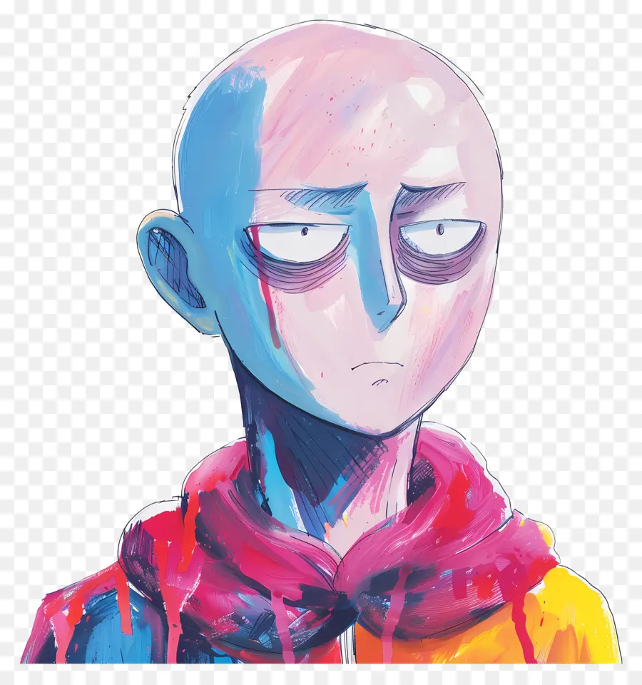 Saitama，Personnage Chauve Avec Sweat à Capuche Coloré PNG