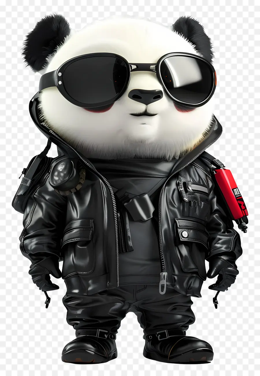 Panda，Panda En Tenue Noire PNG